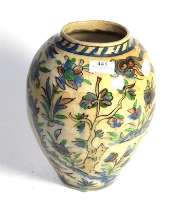 Lot 441 - A 19th century Islamic vase, decorated with flora and birds, 27cm high