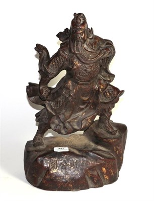 Lot 442 - A bronze Samurai figure, 46cm high, with Japanese script to base