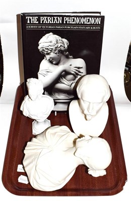 Lot 444 - A Copeland Parian bust and two others, together with a book on the subject 'A Parian Phenomenon'