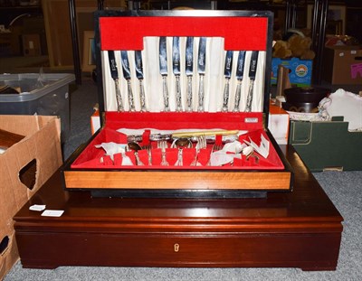 Lot 486 - A part canteen of plated beaded flatware, together with a further part-ebonised canteen of...