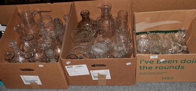 Lot 495 - Three boxes of glass, including decanters, jugs, etc