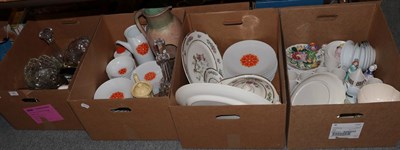 Lot 500 - A quantity of glass and household ceramics, including dinnerware's, vases, decanters, trays,...