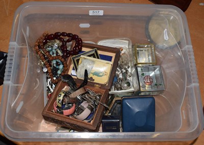 Lot 517 - A quantity of costume jewellery including wristwatches, beaded necklaces, silver jewellery etc;...