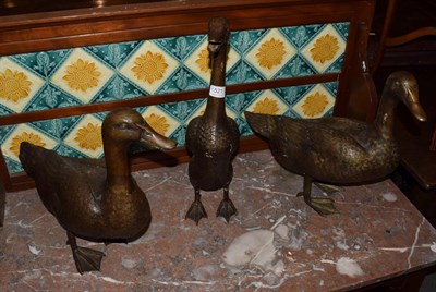 Lot 521 - Three bronzed geese, tallest 50cm, (3)