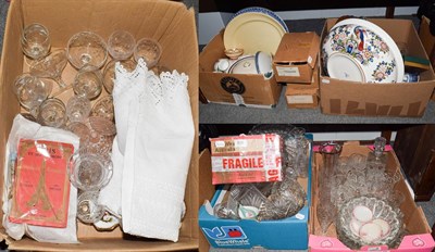 Lot 528 - A quantity of household ceramics and glass including dinner wares, washbowl, drinking glasses,...