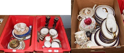 Lot 529 - A group of ceramics including Victorian tea wares, later Aynsley dinner wares etc, three boxes