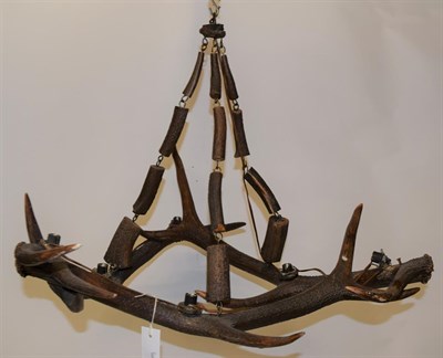 Lot 1019 - Antler Furniture: Red Deer & Fallow Antler Mounted Chandeliers, circa late 20th century, a Red deer