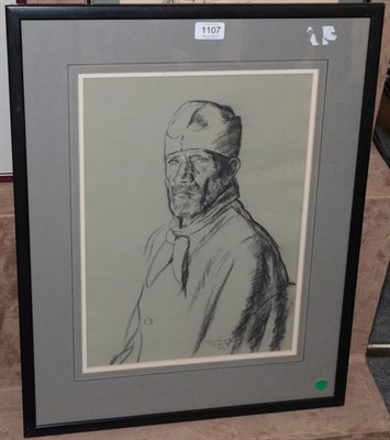 Lot 1107 - Philip Naviasky (1894-1983), Cap * Ney, signed inscribed and dated 1923, charcoal heightened...