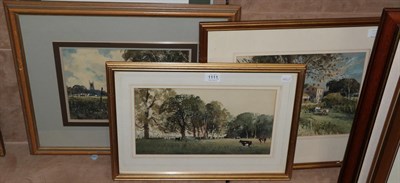 Lot 1111 - John Barrie Haste, Cattle grazing before a church, signed watercolour, together with two...