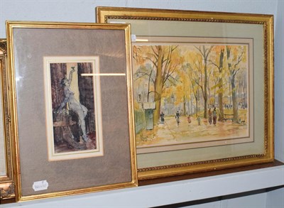 Lot 1125 - Rene Leverd (1872-1938) French, Autumnal city scene, together with another by Henry James Haley...