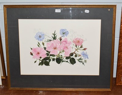 Lot 1132 - Elspeth Harrigan (1938-1999) Scottish, Study of roses, signed, watercolour, 42.5cm by 60cm  ARR