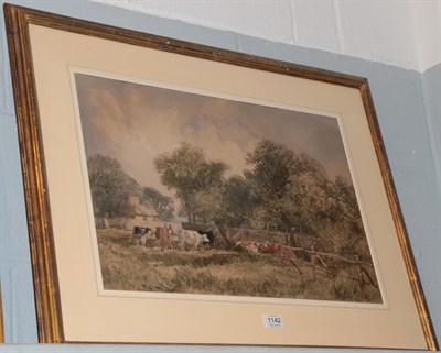 Lot 1142 - Circle of David Cox RWS (1783-1859), Cattle grazing before a cottage, watercolour, 36cm by 53.5cm