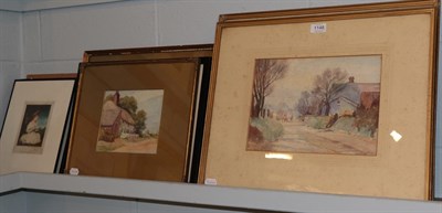Lot 1148 - P. Arnold (19th/20th century) Village views, a pair, signed and dated 1922, watercolours, 24cm...