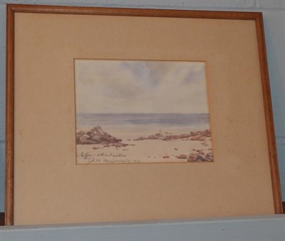 Lot 1149 - D * M * MacDonald, Scottish, Island sea scape, signed, indistinctly inscribed and dated 1917,...