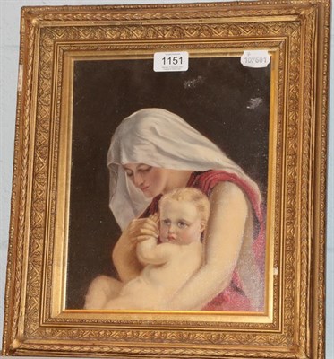 Lot 1151 - Continental School (19th/20th century), Madonna and child, oil on canvas board?, 27cm by 21cm