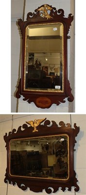 Lot 1182 - A George II style walnut and parcel gilt mirror and a similar smaller example (2)
