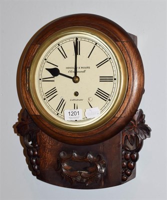 Lot 1201 - An oak drop dial wall timepiece, dial bearing later inscription Hendley & Moore, Clarkenwell,...