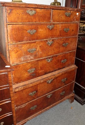 Lot 1203 - A George II walnut seven-drawer chest on chest