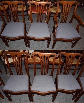 Lot 1222 - A set of six 19th century oak dining chairs including one carver