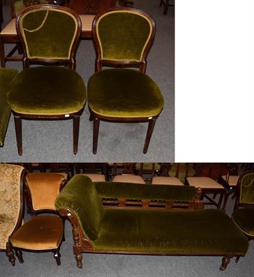 Lot 1234 - A Victorian chaise lounge, together with a nursing chair of similar date and two bedroom chairs (4)