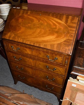 Lot 1251 - A 20th century mahogany bureau, with fully fitted and leather interior, 69cm by 47cm by 101cm