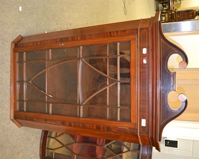 Lot 1275 - Astragal glazed hanging corner cupboard with swan neck pediments