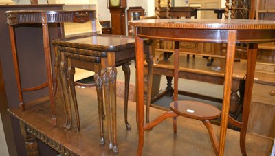 Lot 1296 - A group of reproduction furniture comprising; an Edwardian occasion table in the Adams style, a...