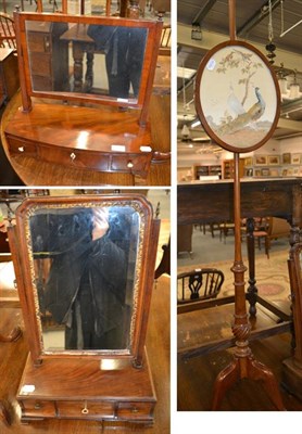 Lot 1298 - A George III mahogany dressing table mirror, a walnut dressing table mirror with three drawers...