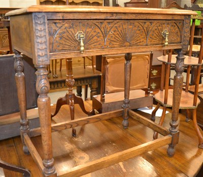 Lot 1309 - A 17th century style single drawer oak side table (20th century) 76cm by 47cm by 76cm