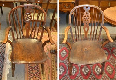 Lot 1316 - A pair of 19th century wheel back Windsor armchairs