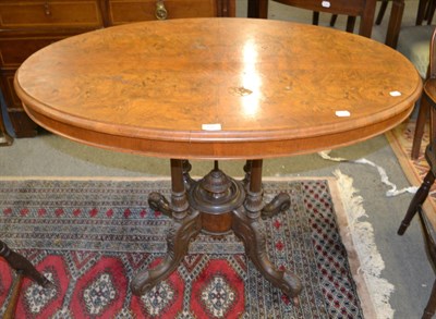 Lot 1317 - A Victorian quarter veneered burr walnut oval topped occasional table