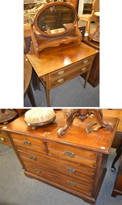 Lot 1327 - An Edwardian mahogany and satinwood banded dressing table and an Edwardian walnut dressing...