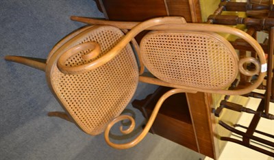 Lot 1328 - A Bentwood cane seated armchair labelled 'Dinette'