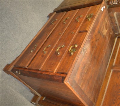 Lot 1332 - A mid 18th century oak and mahogany cross banded five-drawer chest, 96cm by 51cm by 80cm