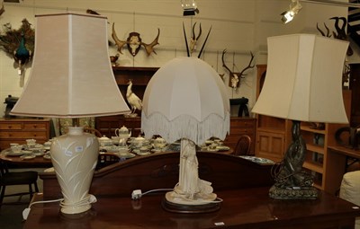 Lot 1365 - Three various table lamps including one with dolphin form base