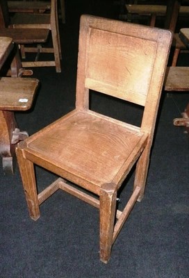 Lot 1677 - A Set of Six Martin "Lizardman" Dutton Oak Panel Back Chairs, with solid seats, square section...