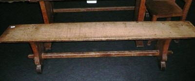 Lot 1686 - A Pair of Martin "Lizardman" Dutton Oak 6' Benches, each with shaped supports joined by a...