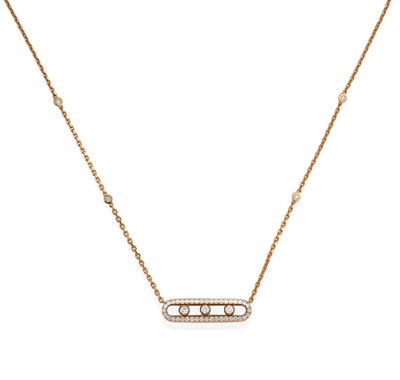 Lot 2011 - A Diamond 'Move Classique' Necklace, by Messika, Paris, the central oval plaque set throughout with