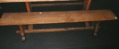 Lot 1696 - A Pair of Martin "Lizardman" Dutton Oak 6' Benches, each with shaped supports joined by a...