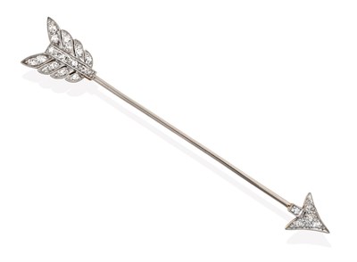 Lot 2127 - An Edwardian Diamond Surete Arrow Pin, circa 1900, set throughout with eight-cut diamonds in...