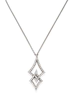Lot 2198 - An 18 Carat White Gold Diamond Necklace, realistically modelled as two intertwined kite motifs, set