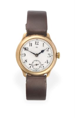 Lot 2214 - A 9 Carat Gold Enamel Dial Wristwatch, signed International Watch Company, 1936, lever movement...