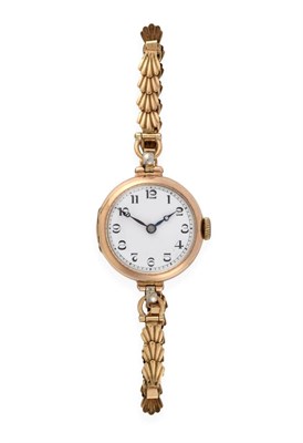 Lot 2215 - A Lady's 9 Carat Gold Enamel Dial Wristwatch, 1928, lever movement signed Super Vertex, enamel dial