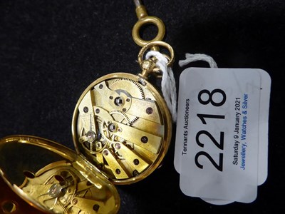 Lot 2218 - An 18 Carat Gold Fob Watch, signed Mathey, Geneve, circa 1870, gilt finished bar cylinder movement