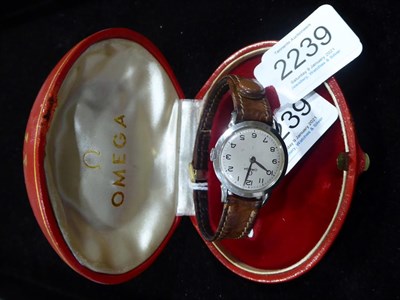 Lot 2239 - A Lady's Stainless Steel Wristwatch, signed Omega, ref: 2524-3, 1950, (calibre 244) lever...