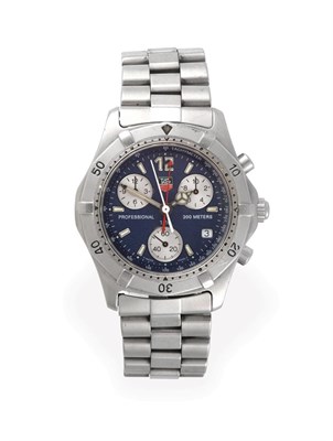 Lot 2241 - A Stainless Steel Calendar Chronograph Wristwatch, signed Tag Heuer, ref: CK1112, model:...
