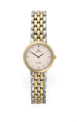 Lot 2243 - A Lady's Bi-Metal Wristwatch, signed Omega, model: De Ville, circa 1997, quartz movement,...