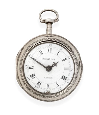 Lot 2256 - A Silver Pair Cased Verge Pocket Watch, signed Rose & Son, London, 1781, gilt fusee verge...