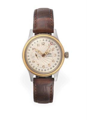 Lot 2261 - A Bi-Metal Automatic Calendar Wristwatch, signed Oris, circa 1995, lever movement, silvered...