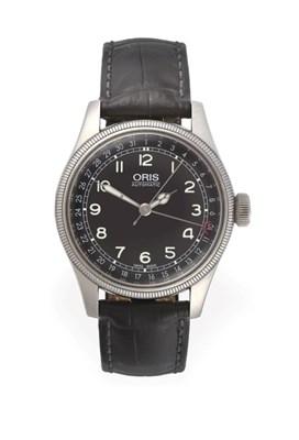 Lot 2267 - A Stainless Steel Automatic Calendar Centre Seconds ''Big Crown'' Wristwatch, signed Oris, ref:...